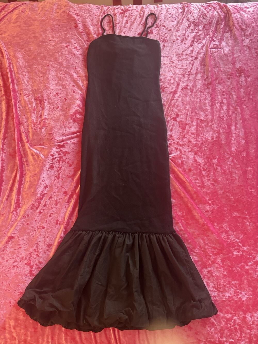 NWT Commense Black Midi Dress Ribbed Bubble Hem Women's Small Tank Top